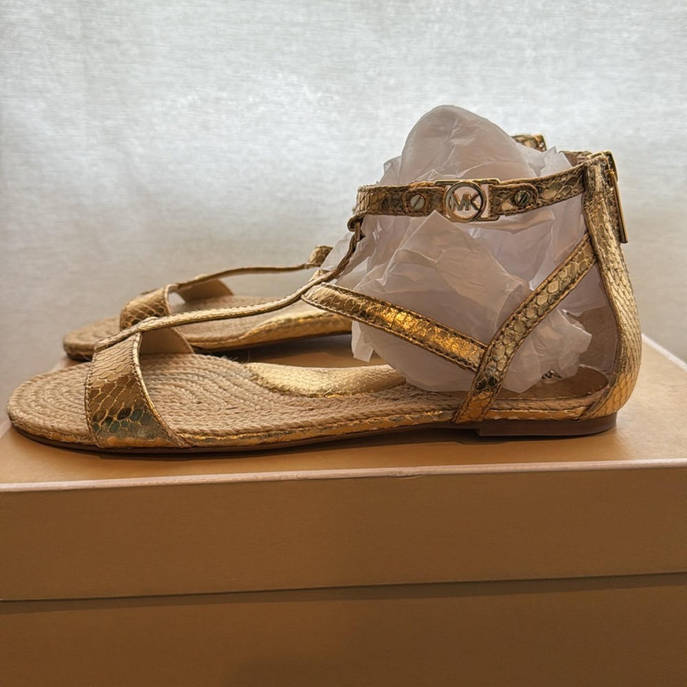 Michael Kors, gold metallic gladiator sandal - Picture 3 of 10